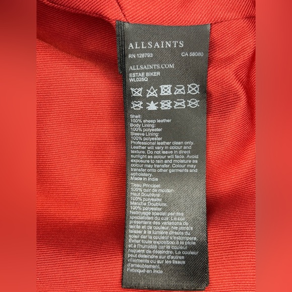 ALLSAINTS Leather Biker Moto Jacket Estae Black Sheep Leather –Size 4 - Picture 10 of 16